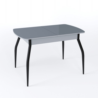 Стол Чикаго СТ МП 1100(1400)*680*750 Ноги 01 черные (стекло Серое (графит) глянцевое цвет СР)