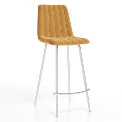 Стул барный Тибо (каркас Барный белый нубук коллекции Lamb горчичный) Стул барный Тибо (каркас Барный белый нубук коллекции Lamb горчичный)